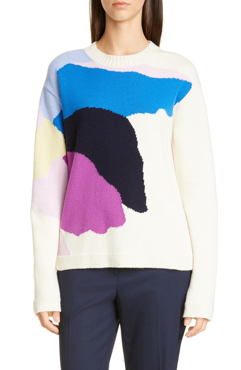 St John Collection Abstract Floral Intarsia Wool Silk St John Collection Abstract Floral Intarsia Wool Silk