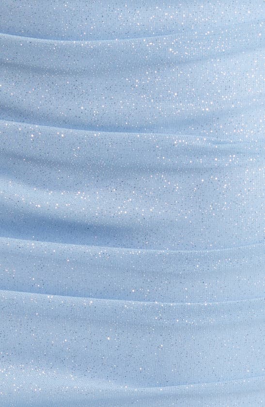 Shop Jump Apparel Glitter Matte Ruched Jersey Dress In Light Blue