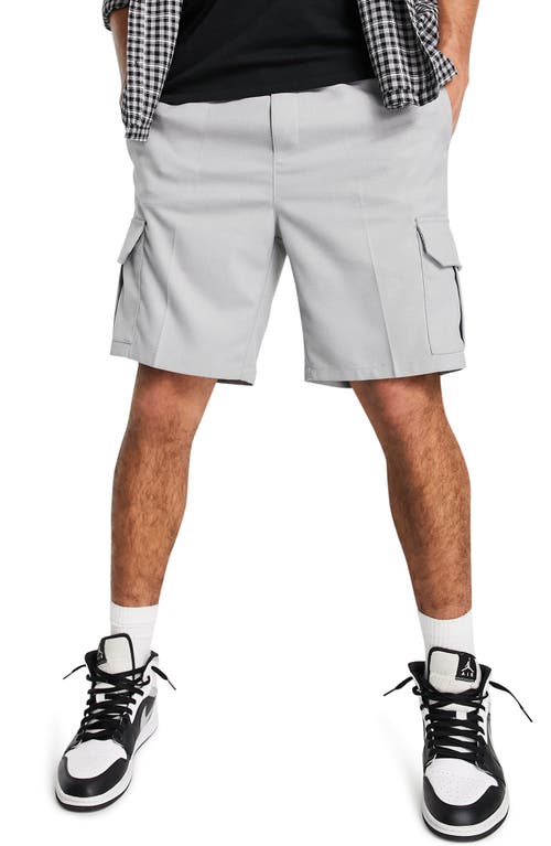 Topman Men's Slim Twill Cargo Shorts in Grey
