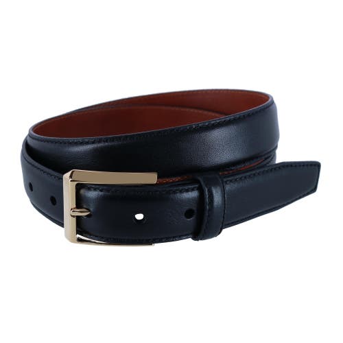 Shop Trafalgar 30mm Pebble Grain Leather Belt With Gold Buckle In Black