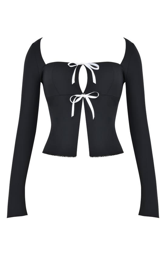 Mistress Rocks Embellished Front Tie Top In Black
