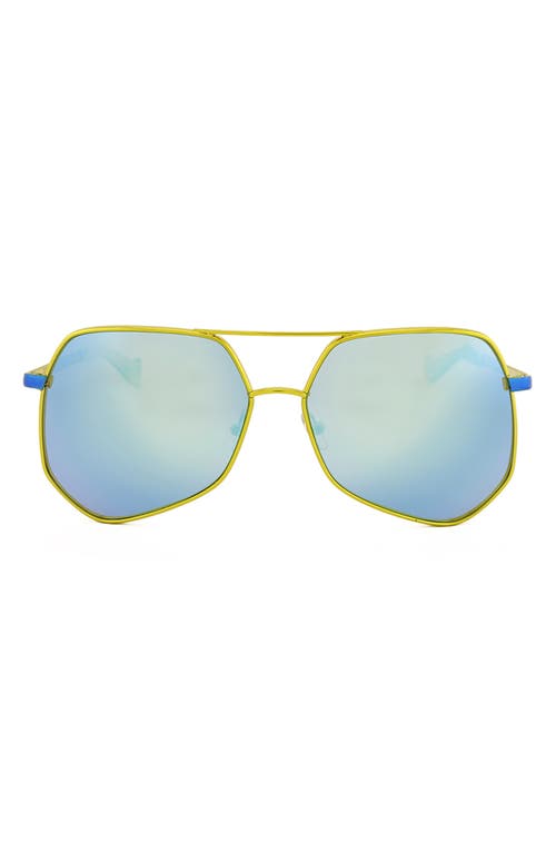 Megalast 59mm Aviator Sunglasses in Yellow/Blue