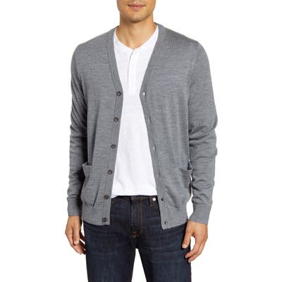 Nordstrom Shop Merino V-Neck Cardigan, Grey