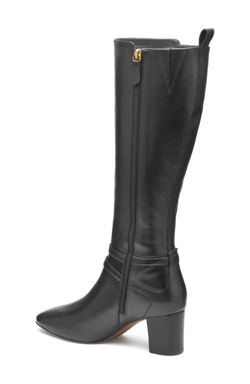 Shop Johnston & Murphy Eleanor Belted Block Heel Knee High Boot In Black Calfskin