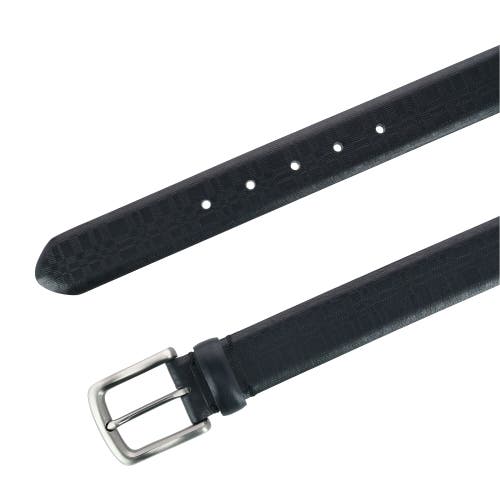 Trafalgar Caelen Plaid Embossed Leather Belt In Black