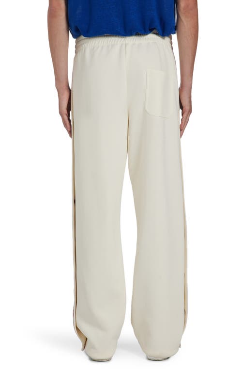 Golden Goose Side Stripe Snap Track Pants In Papyrus/dark Blue