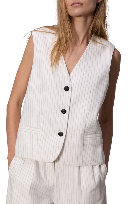 Rag & Bone Erin Stripe Cotton & Linen Vest In White Stripe