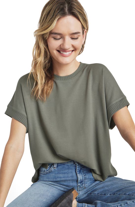Shop Splendid Supersoft Short Sleeve Sweatshirt In Soft Vob
