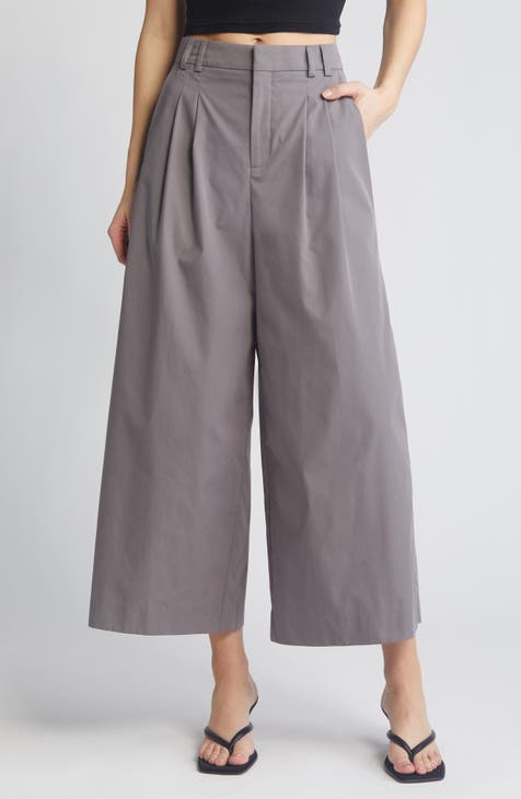 Women's Crop Pants Black Worn Brand Ellie Capri Wide Leg Cotton/Spandex