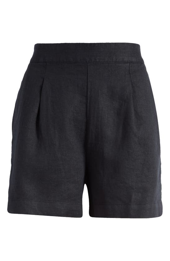 Shop Madewell Clean Linen Pull-on Shorts In True Black