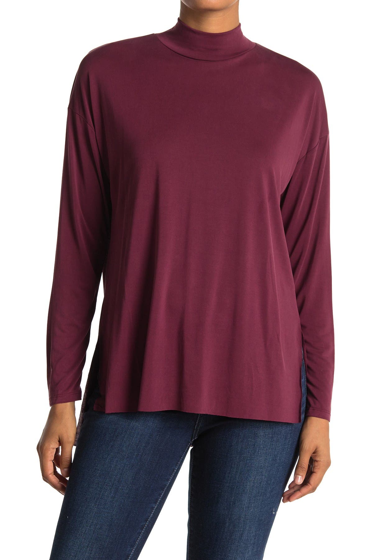 mock neck tunic tops