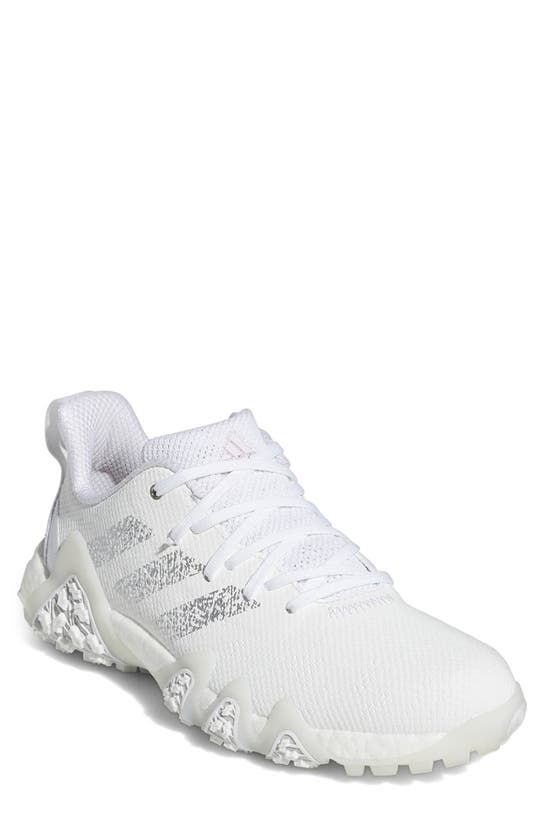 Adidas Golf Codechaos 22 Spikeless Golf Shoe In White/ White/ Clear Pink