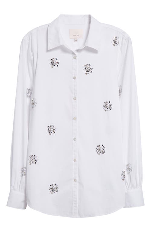 Shop Cinq À Sept Ravina Crystal Embellished Button-up Shirt In White