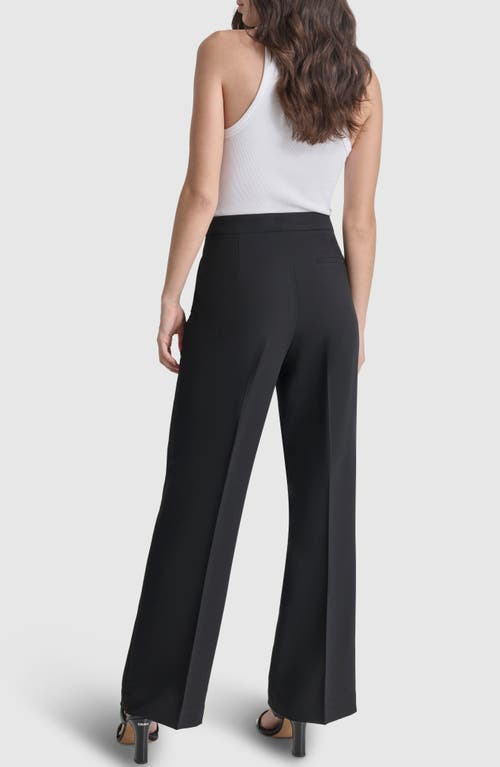 Shop Dkny Double Weave Wide Leg Pants In Black