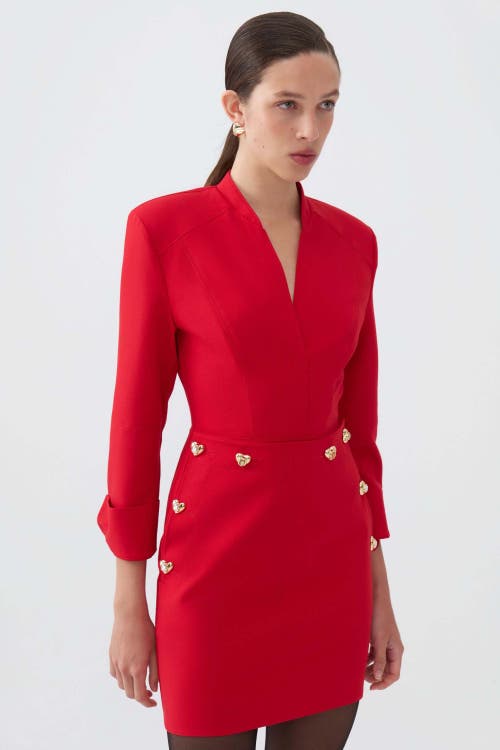 Shop Nocturne Shoulder Pad Mini Dress In Red
