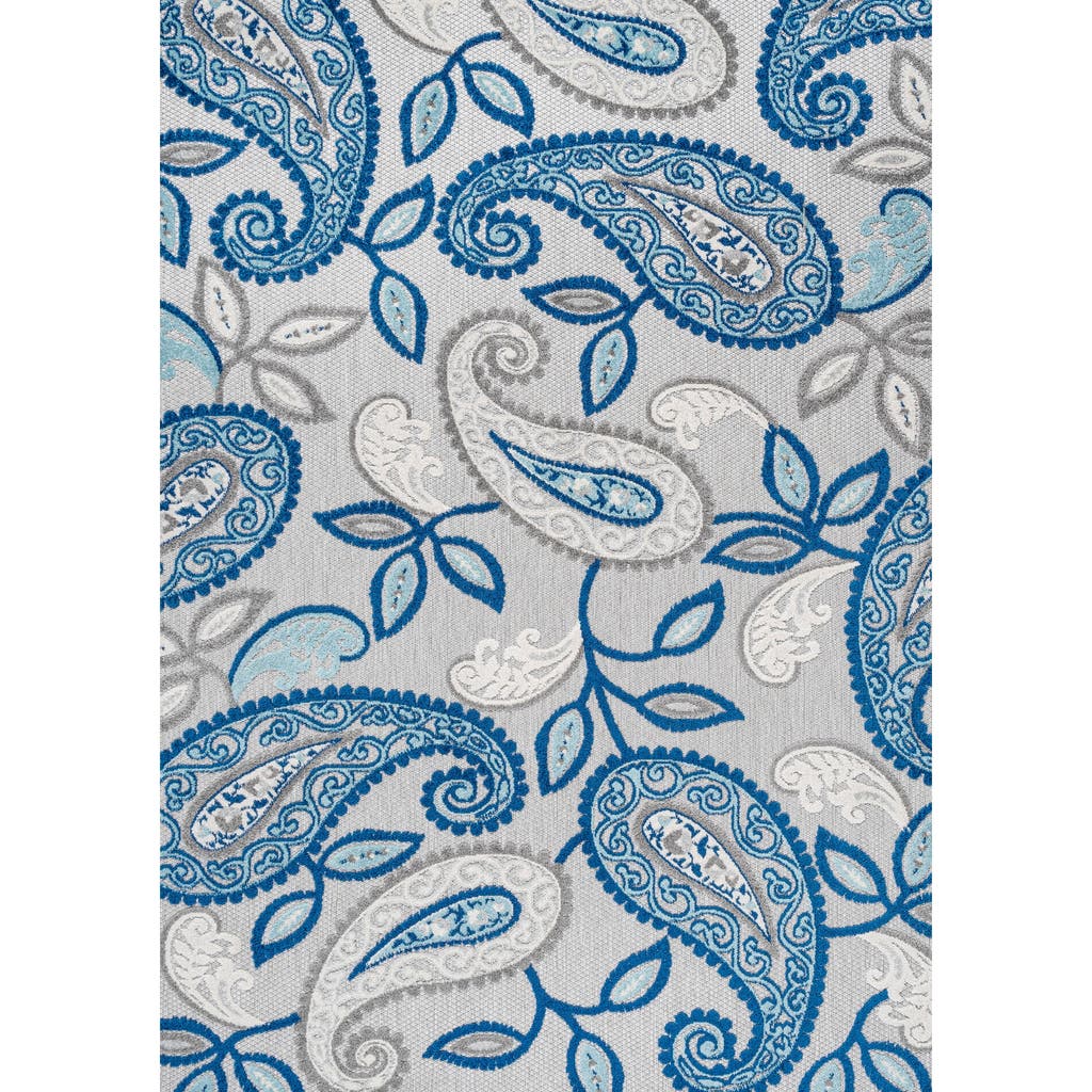 Shop Jonathan Y Julien Paisley High-low Light Indoor/outdoor Area Rug In Blue/light Gray