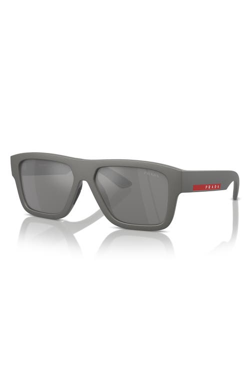 Prada Linea Rossa 56mm Square Sunglasses In Grey Silver