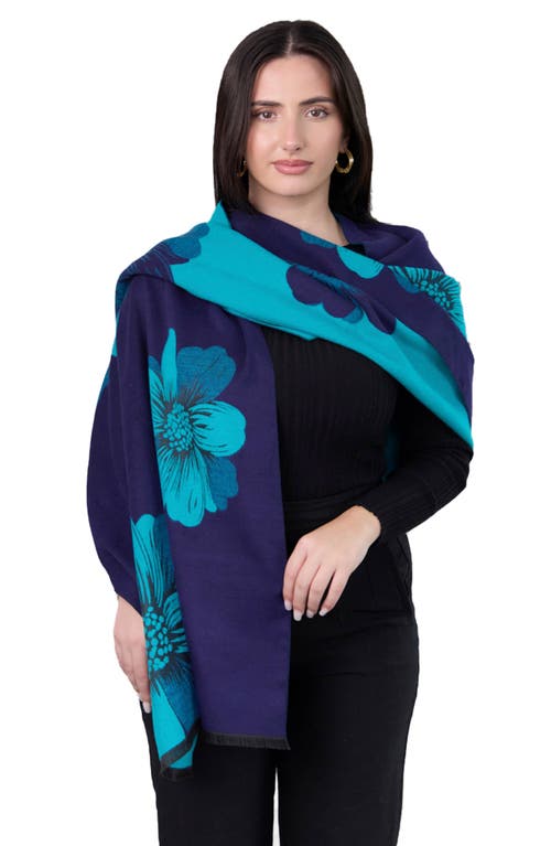 Saachi Floral Reversible Scarf In Navy