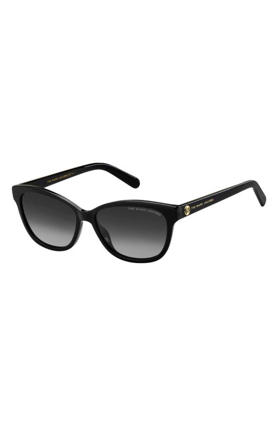 Shop Marc Jacobs The  55mm Polarized Gradient Rectangular Sunglasses In Black Gold/ Gray