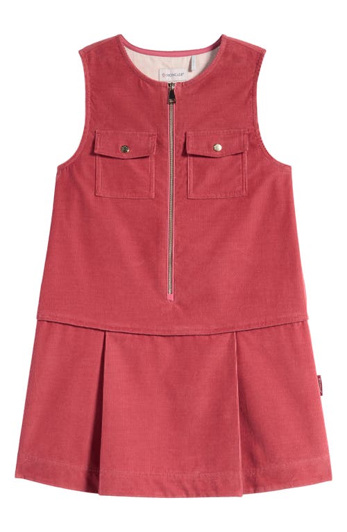 Shop Moncler Kids' Sleeveless Cotton Corduroy A-line Dress In Pink