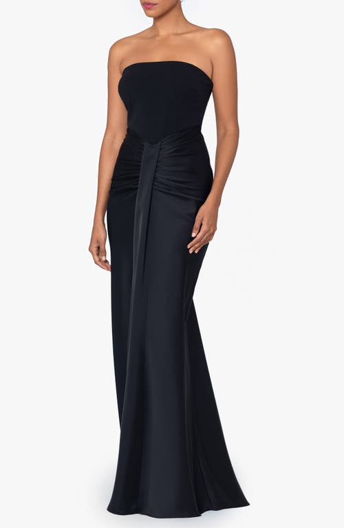 Shop Betsy & Adam Strapless Satin Gown In Black