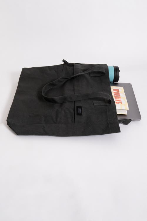 Terra Thread Organic Cotton Canvas Work Tote Bag In Charcoal Grey
