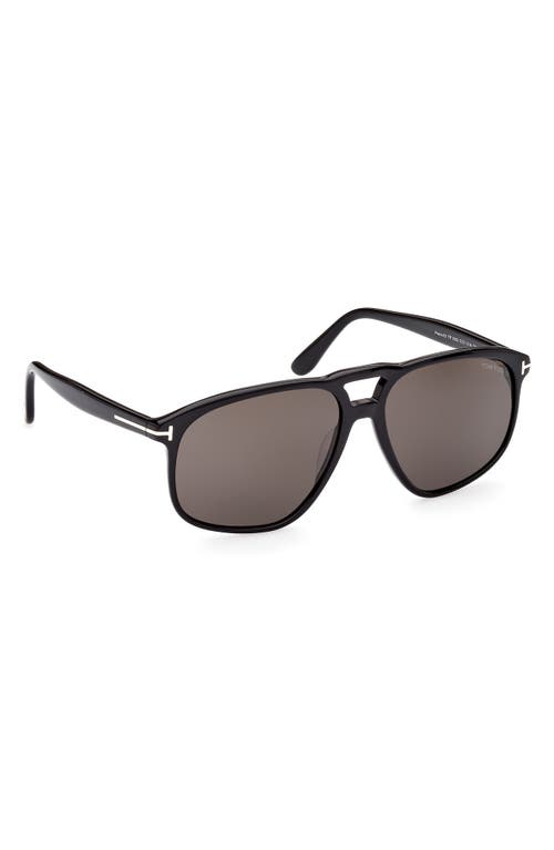 Tom Ford Full Frame Sunglasses In Shiny Black/smoke