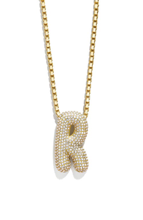 Pavé Crystal Bubble Initial Pendant Necklace in Gold R