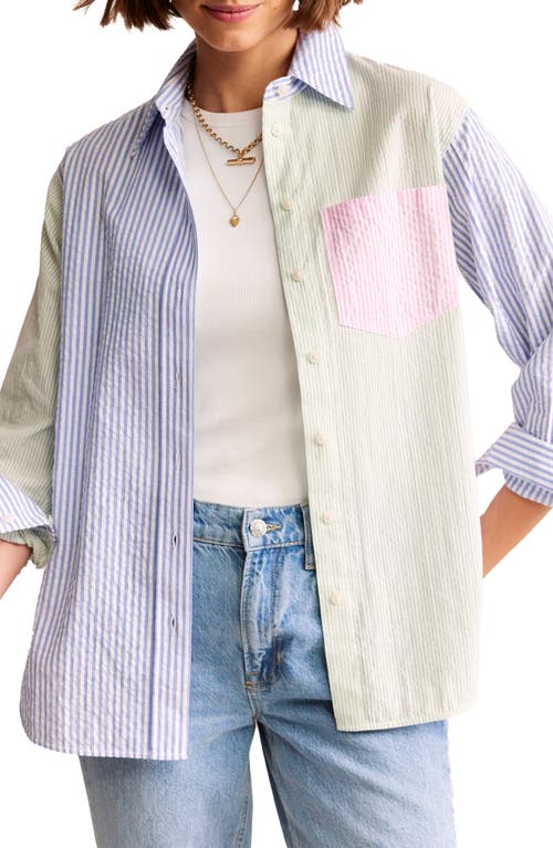 Connie Seersucker Button-Up Shirt in Hotch Multi
