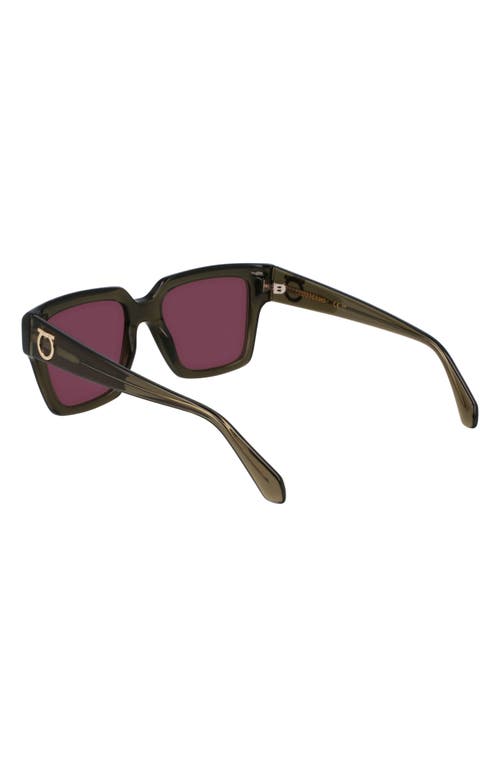 Ferragamo Gancini Acetate Square Sunglasses In Transparent Khaki