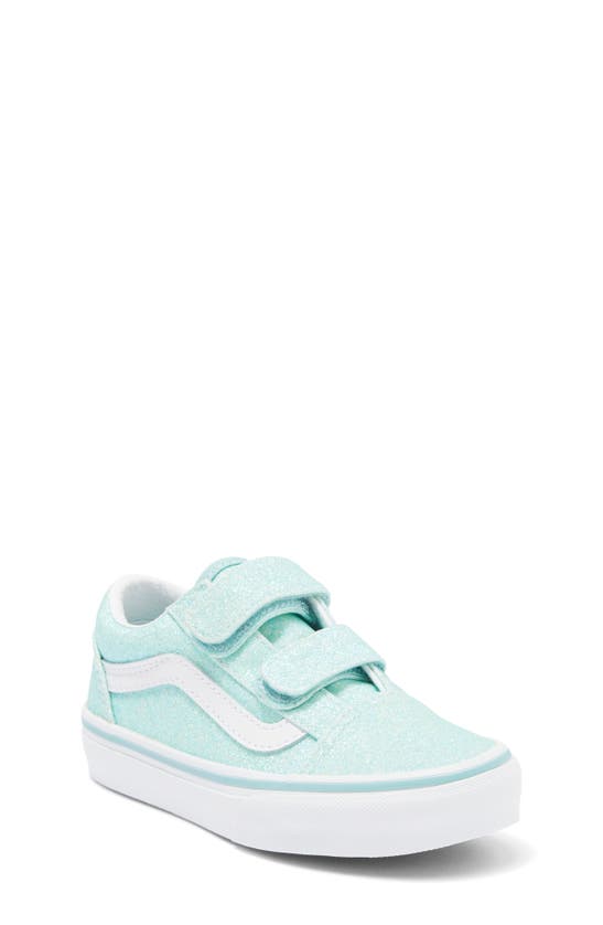 Shop Vans Kids' Old Skool V Sneaker In Glitter Pastel Blue