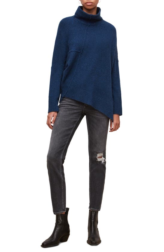 Allsaints Lock Mock Neck Sweater In Delphinium/ Black