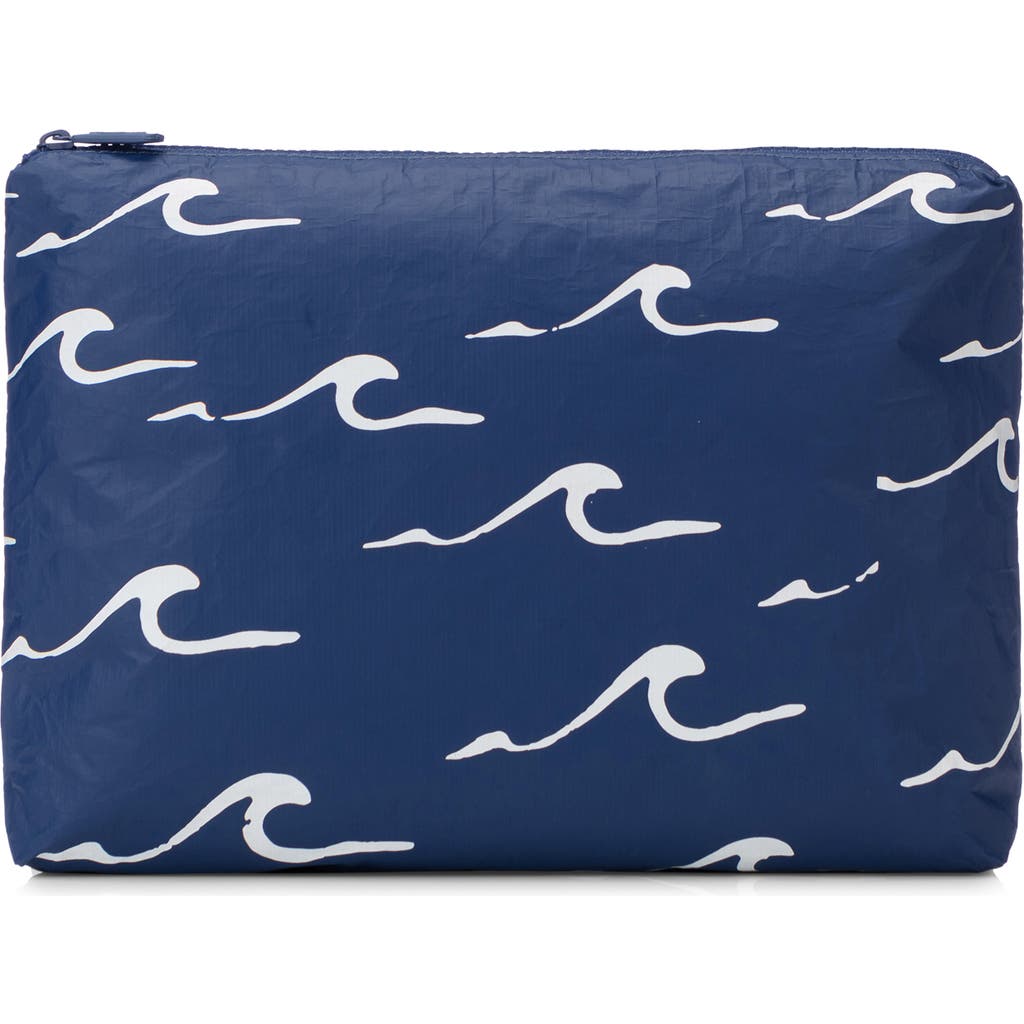 Aloha Collection Medium Water Resistant Tyvek® Zip Pouch In White On Navy