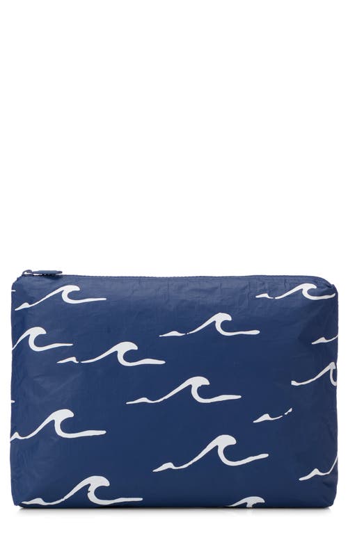 Shop Aloha Collection Medium Water Resistant Tyvek® Zip Pouch In White On Navy