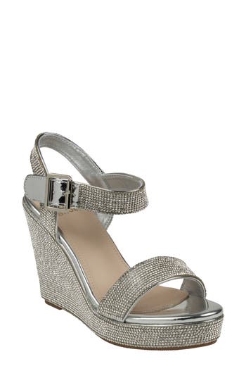 Good Choice New York Betty Embellished Platform Wedge Sandal In Silver