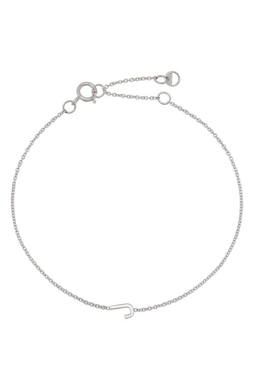 Initial Pendant Bracelet in 14K White Gold-J