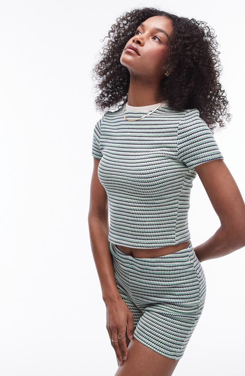 Topshop Stripe Knit Baby Tee Mid Green at Nordstrom,