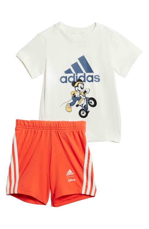 Shop Adidas Originals Adidas X Disney Mickey Mouse Cotton Graphic T-shirt & Shorts Set In White/preloved Ink/spark