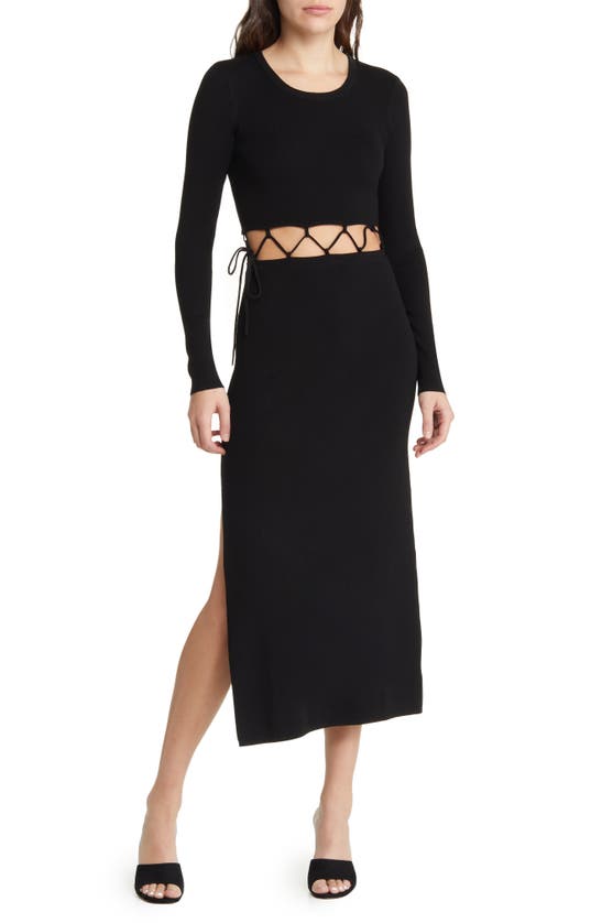 The Range Laced Long Sleeve Dress In Jet Black
