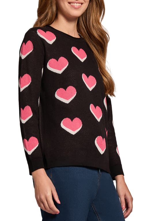 Shop Jones New York Heart Crewneck Sweater In Jones Black Multi