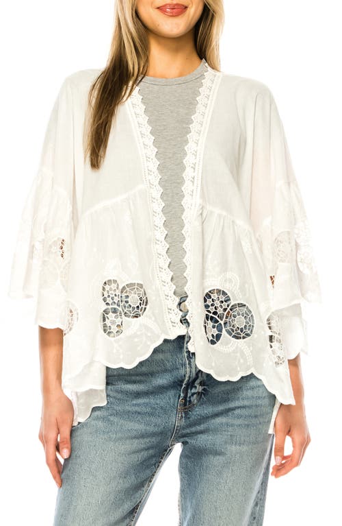 Embroidered Open Front Top in Antique White
