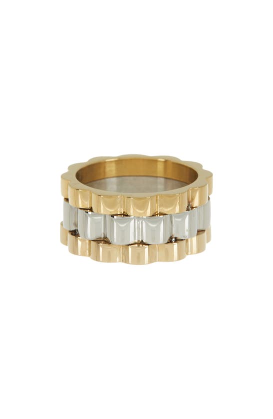 Shop Covet Watch Two-tone Band Ring In Gold