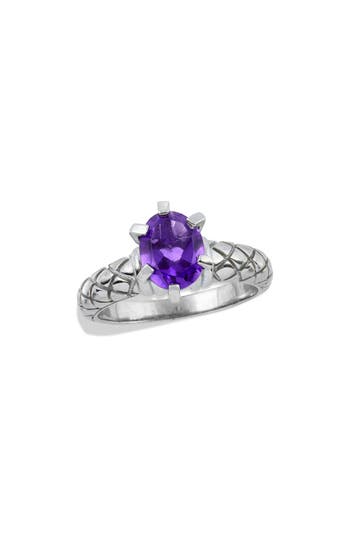 Savvy Cie Jewels Amethyst Textured Ring In Purple