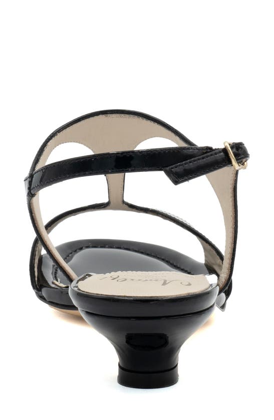 Amalfi By Rangoni Damasco Kitten Heel T-strap Sandal In Black - Platinum Buckle