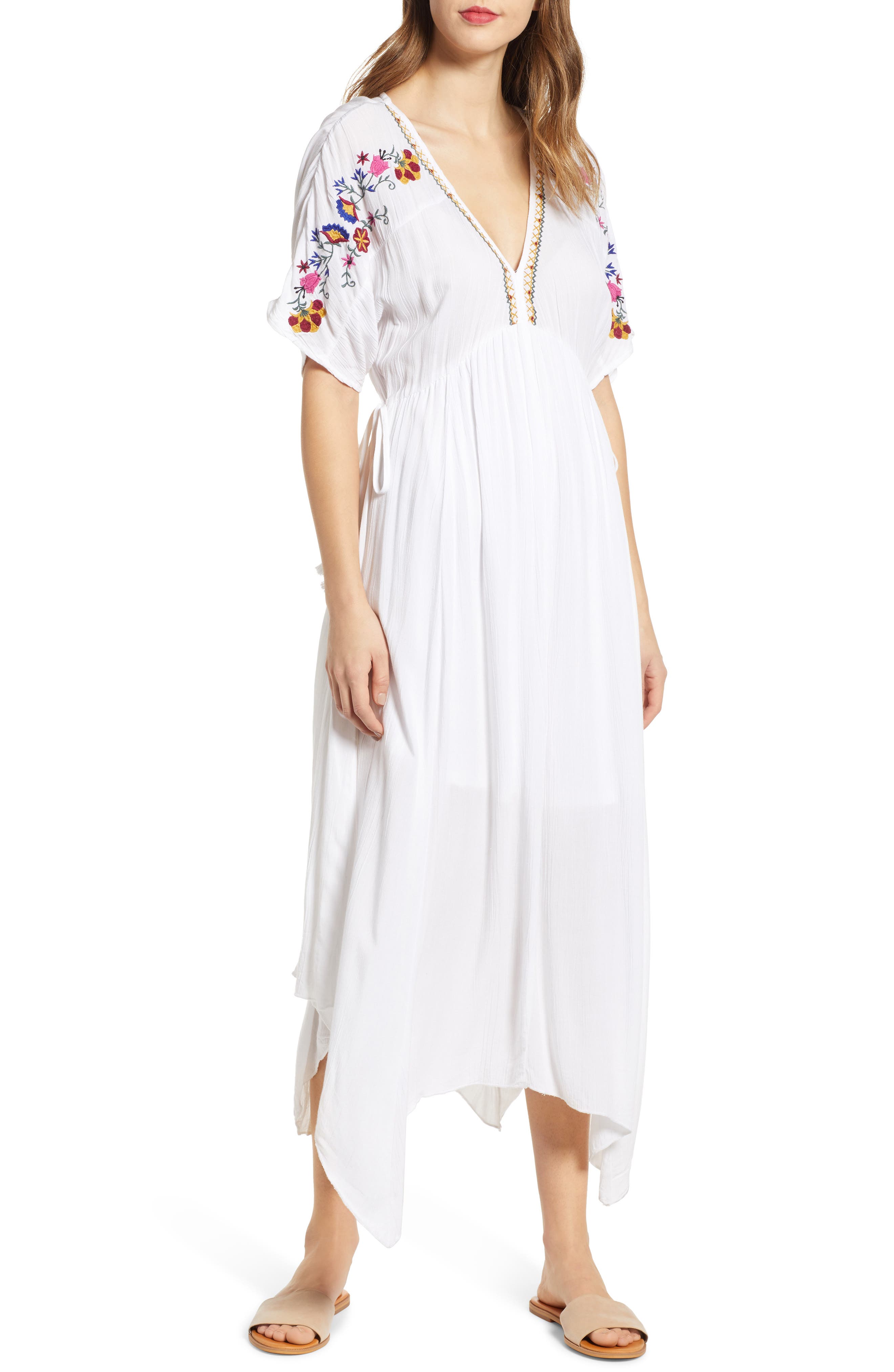 Band Of Gypsies Cuba Embroidered Midi Dress, Ivory