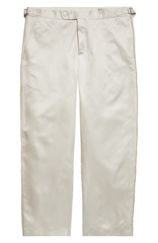 Shop Bode Roping Silk Twill Tuxedo Trousers In Ecru