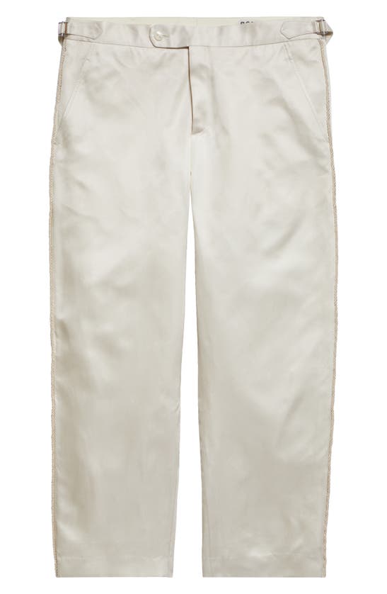 Bode Roping Silk Twill Tuxedo Trousers In Ecru
