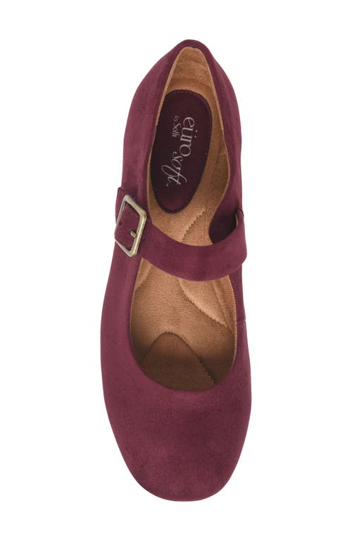 Eurosoft Kendal Mary Jane Flat In Burgundy Suede