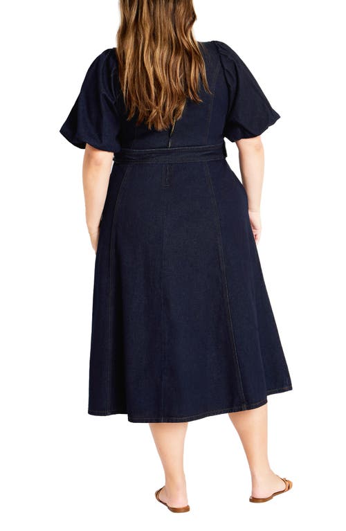 Shop City Chic Delilah Flutter Sleeve Denim Midi Dress In Dark Denim