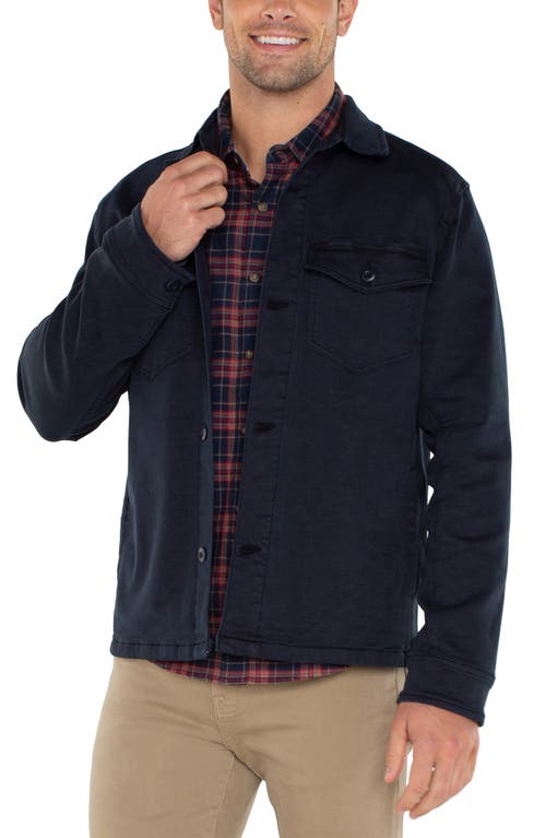 Shop Liverpool Button-up Overshirt In Navy